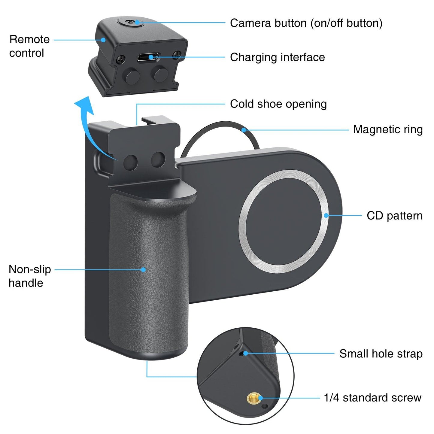 CAMOLA Smartphone Grip Magnetic Bracket with Wireless Remote Control for Shooting
