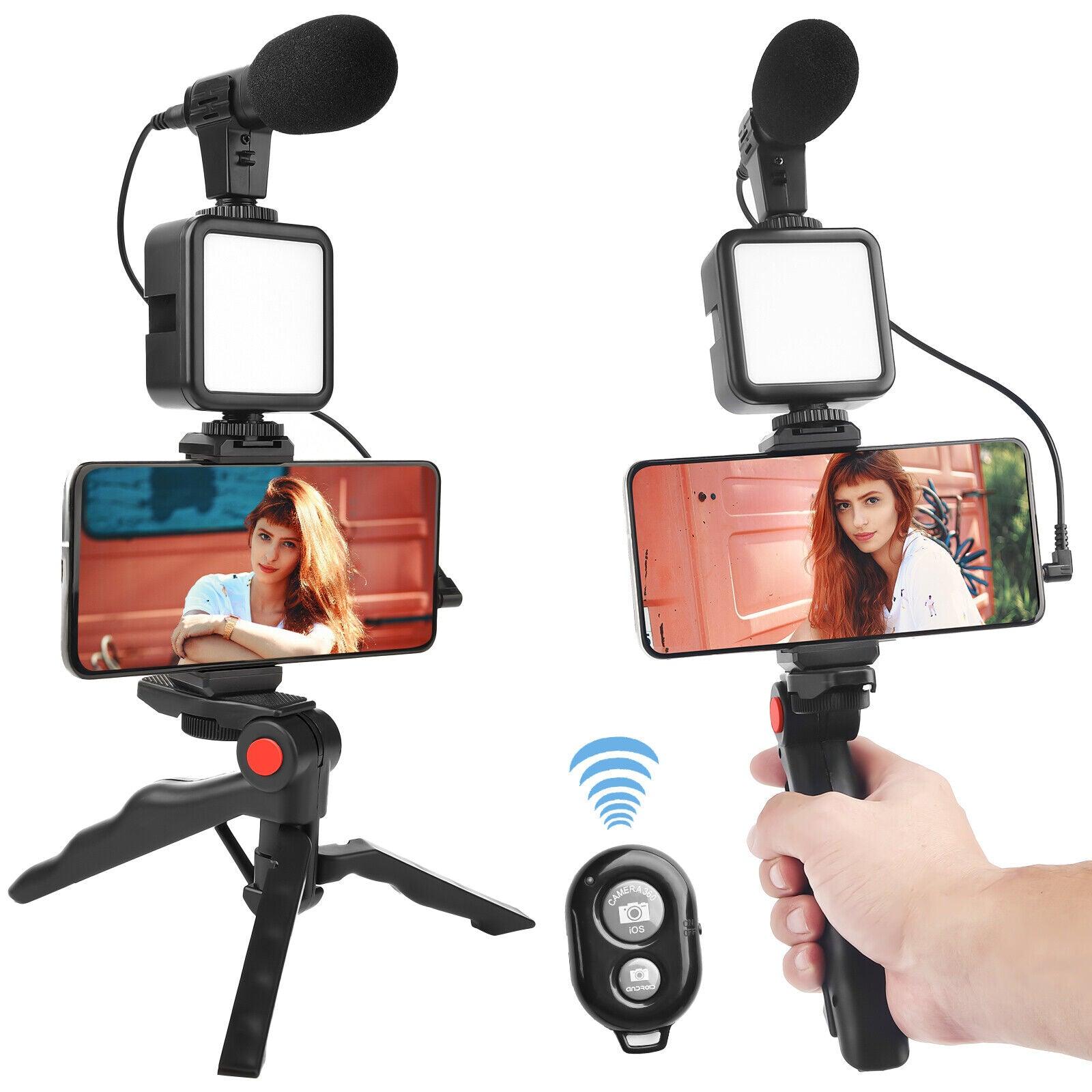 Smartphone Vlogging Set Video Kit With Tripod Microphone LED Light