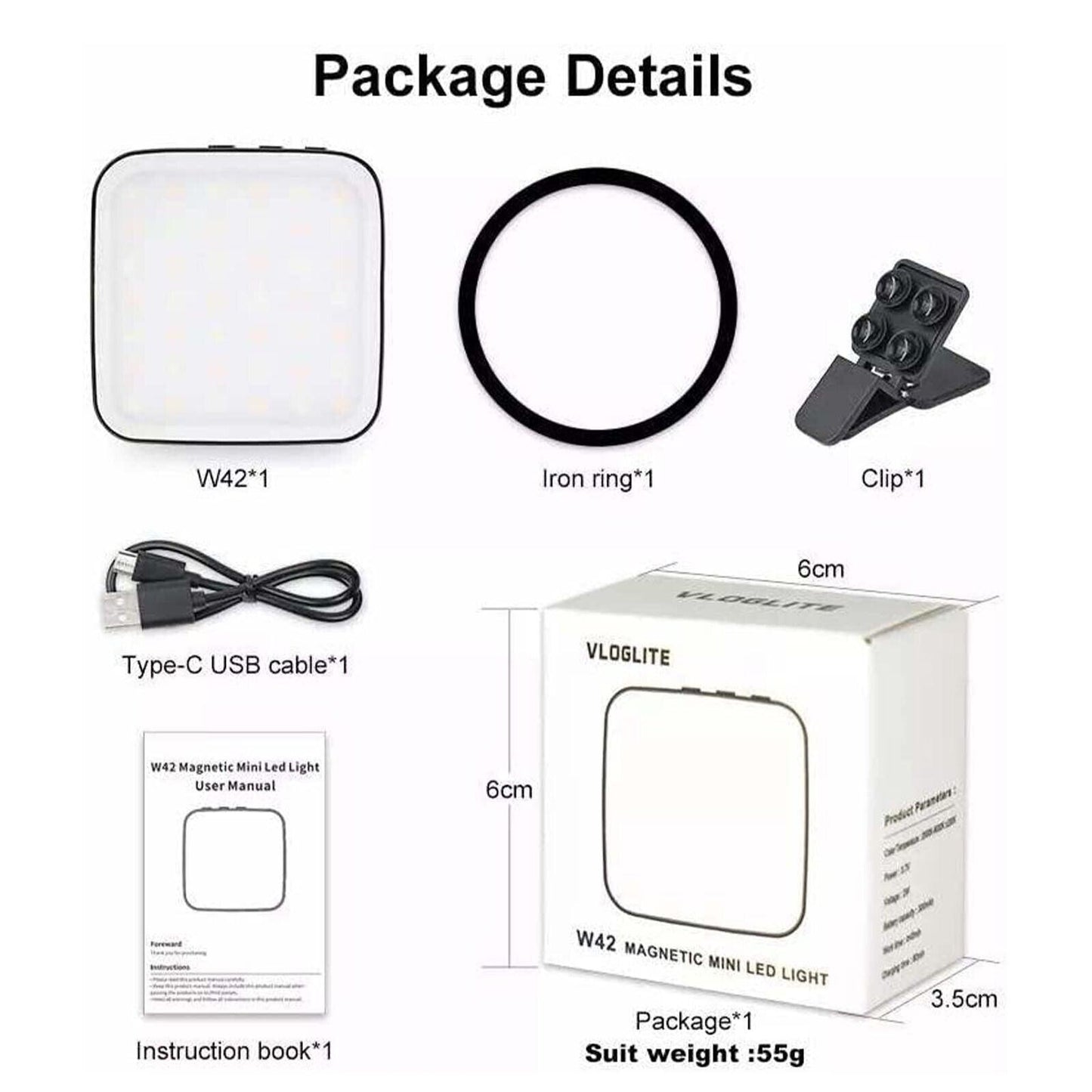 CAMOLO W42 Dual Color Magnetic Small Square Selfie Light