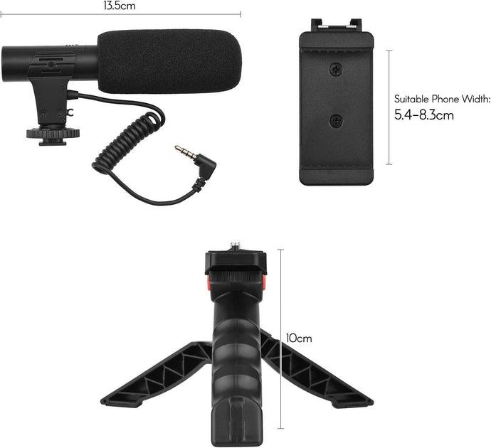 KIT-01S Mobile Phone Vlog Shooting Kit With LED+Microphone+Tripod+Holder