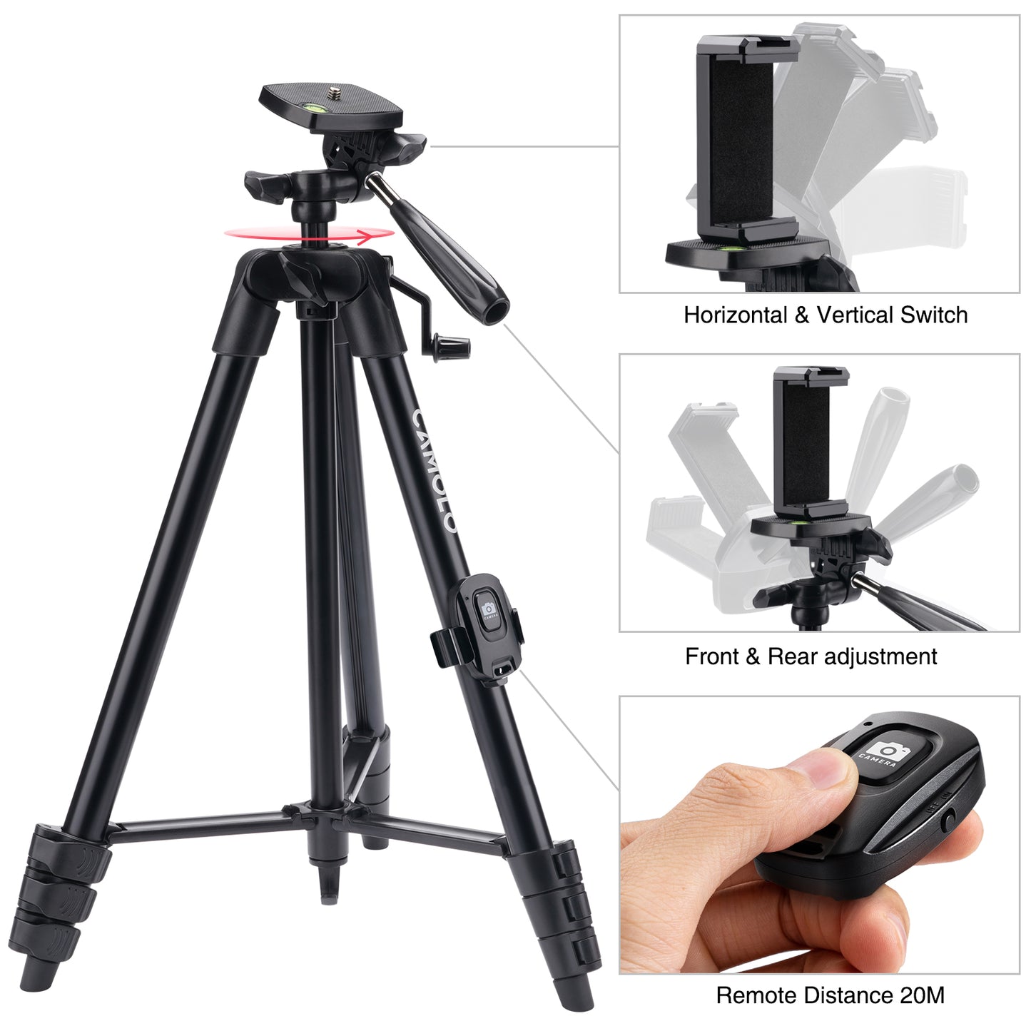 COMOLO Vlogging Kit3 Smartphone Vlog Camera Tripod with LED Light Microhone