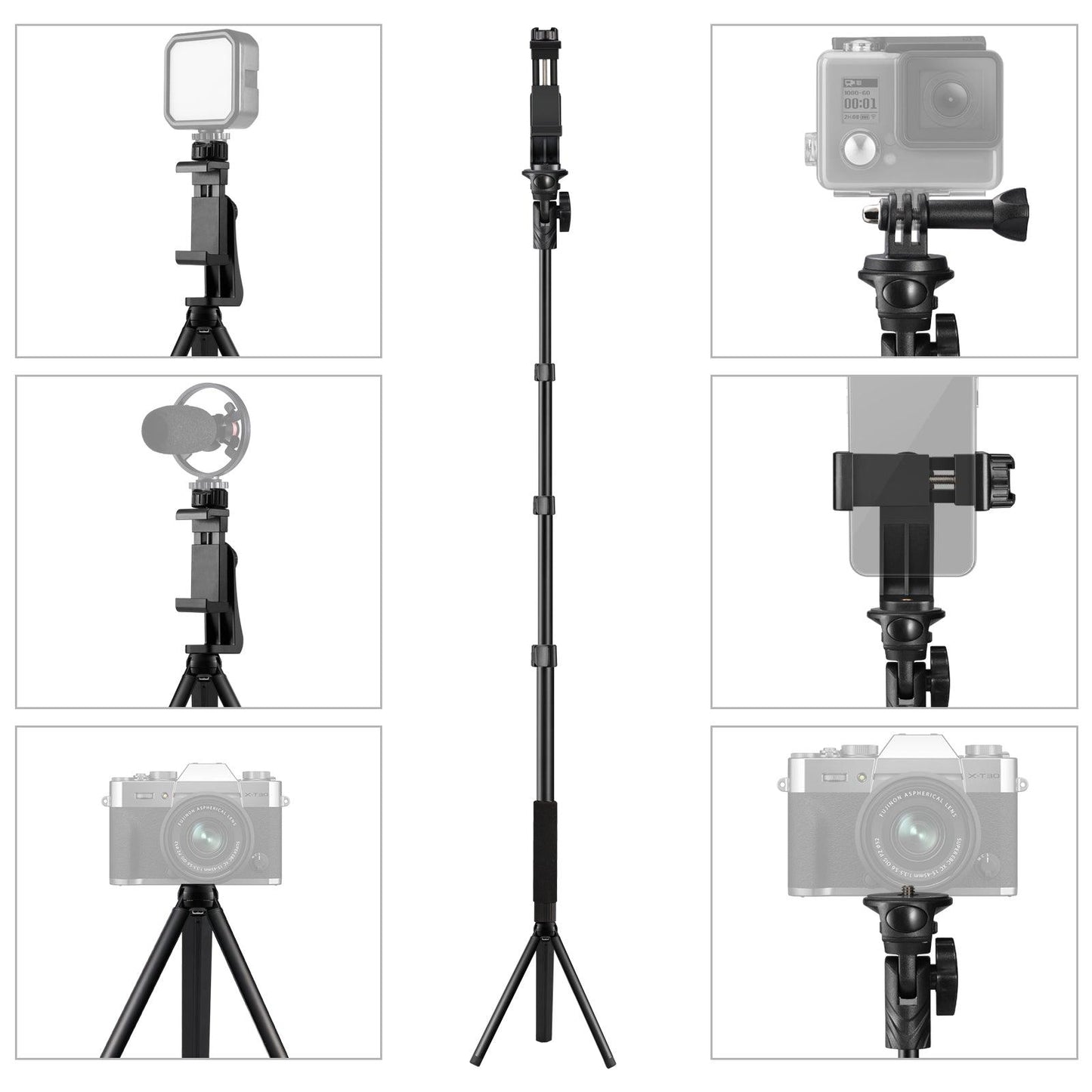 CAMOLO SF01 Selfie Stick Bluetooth 137 cm/54 Inch Tripod 4-in-1Extendable Aluminium Stand