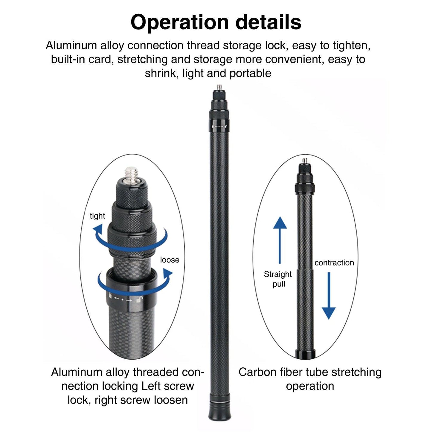 Carbon Fiber Nine Sections (290cm) For Insta360 Invisible Selfie Stick