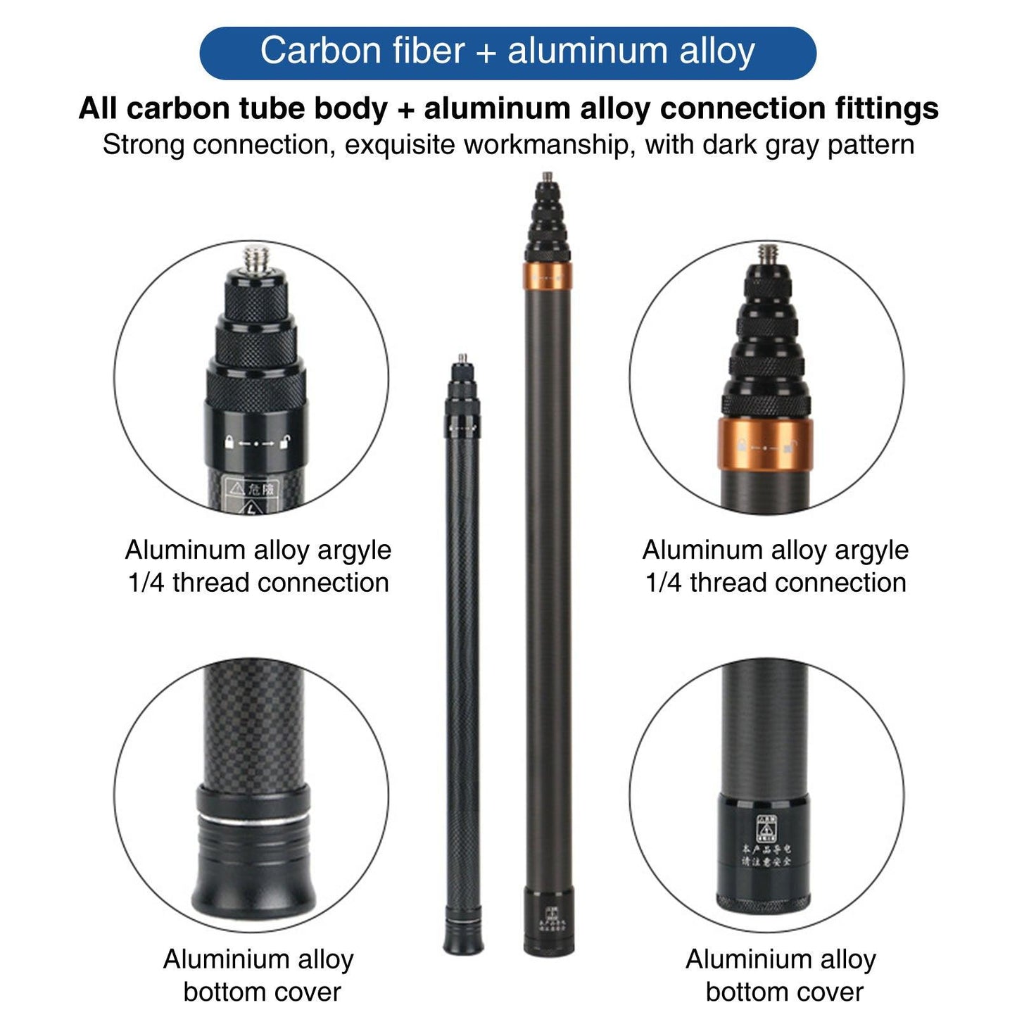 Carbon Fiber Nine Sections (290cm) For Insta360 Invisible Selfie Stick