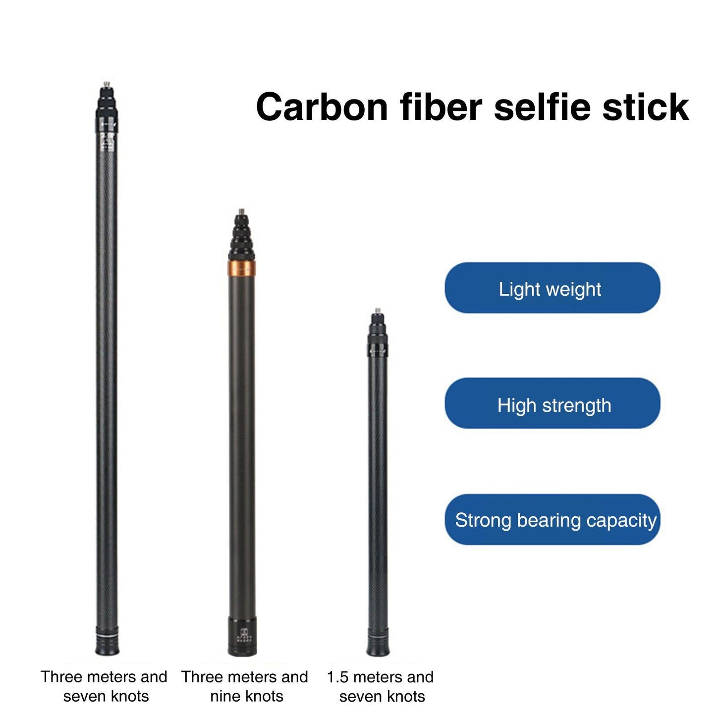 Carbon Fiber Nine Sections (290cm) For Insta360 Invisible Selfie Stick
