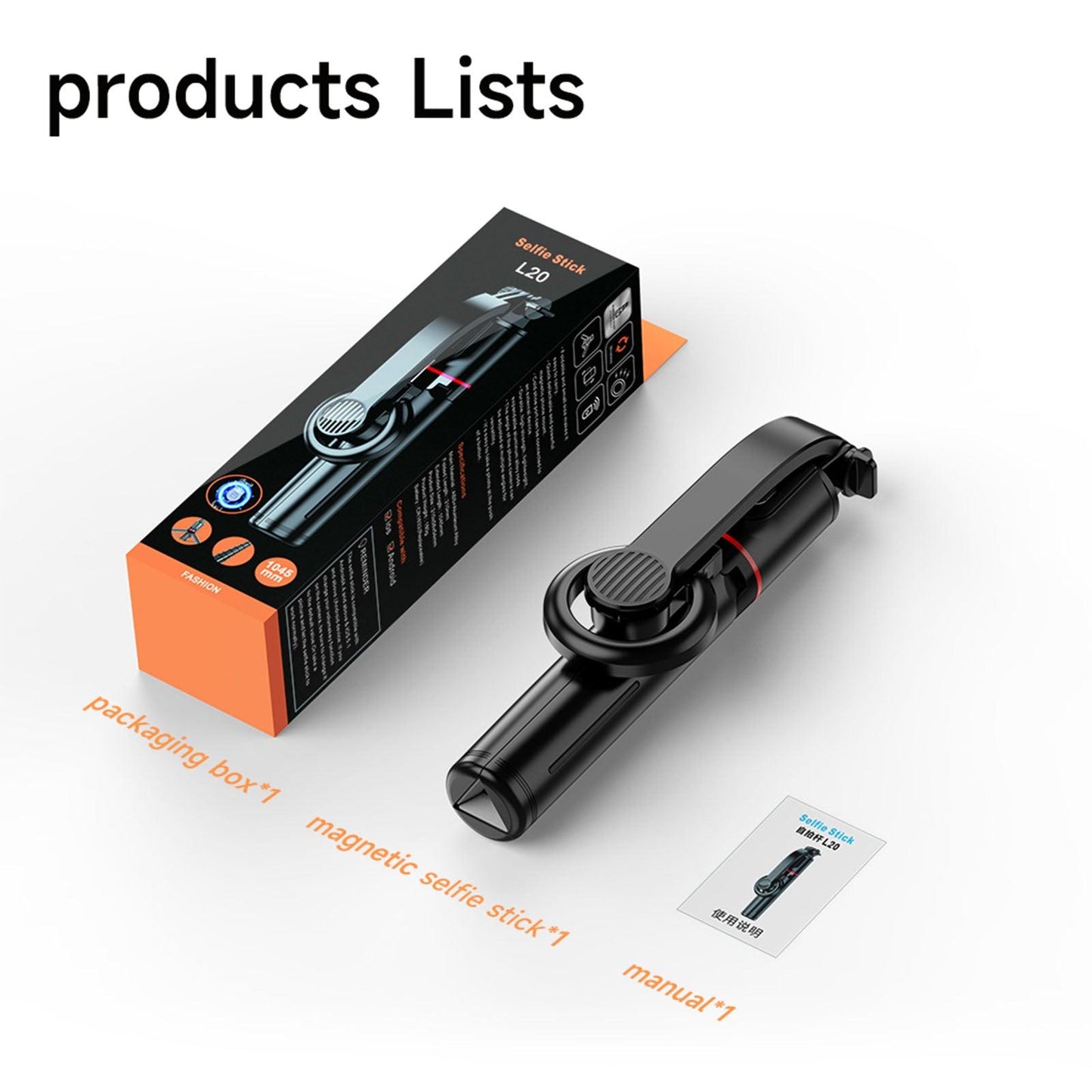 L20 Detachable Magnetic Selfie Stick Portable Tripod