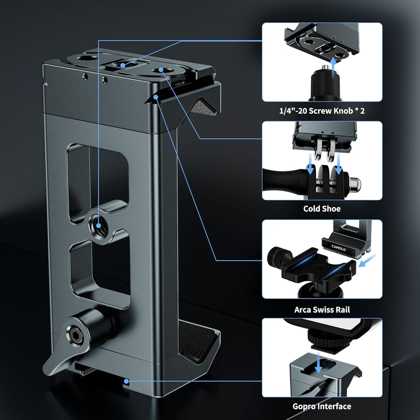 CT-03 Metal Phone Lockable Tripod Mount Arca Port