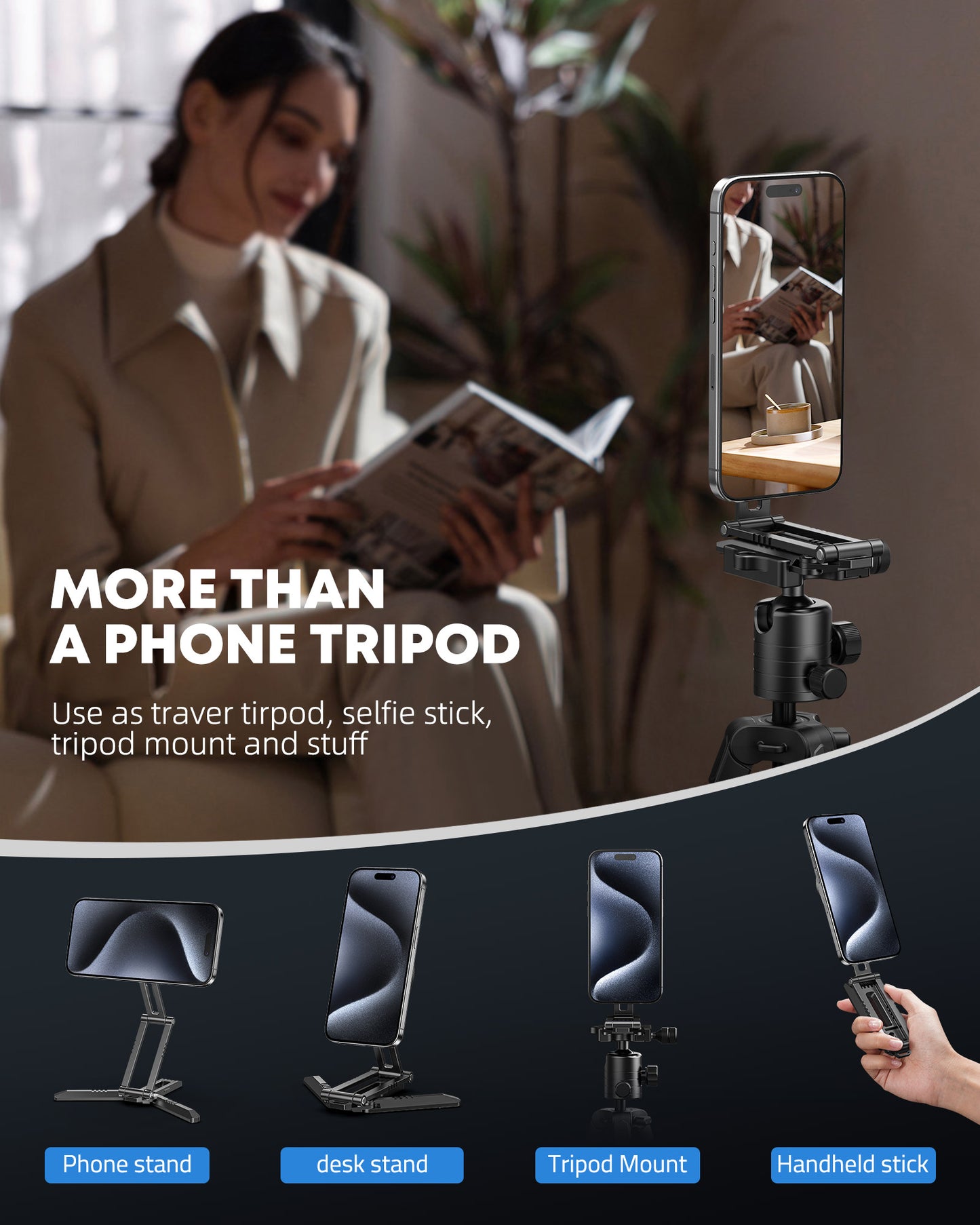 CAMOLO MG03 Pro Ultra-thin Magnetic Tri-fold Phone Holder