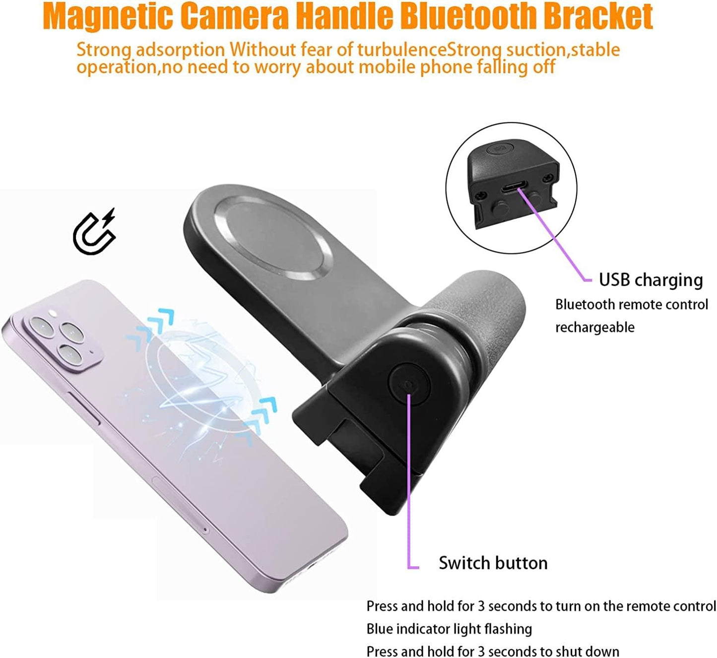 CAMOLA Smartphone Grip Magnetic Bracket with Wireless Remote Control for Shooting
