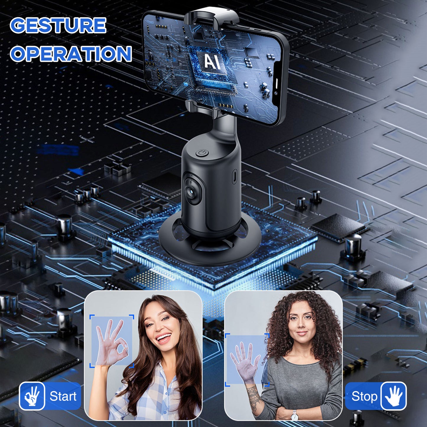 P02 PRO Intelligent 360° Tracking Gimbal Handheld Camera Stabilizer