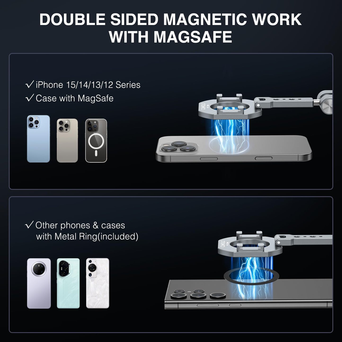CAMOLO MG-02 Pro Double Sided Magnetic Ballhead Phone Holder