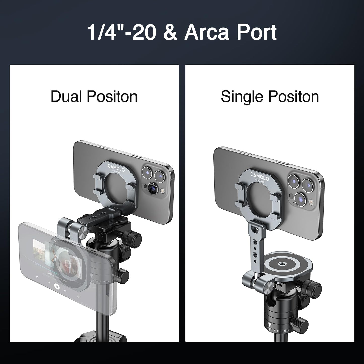 CAMOLO MG-02 Pro Double Sided Magnetic Ballhead Phone Holder