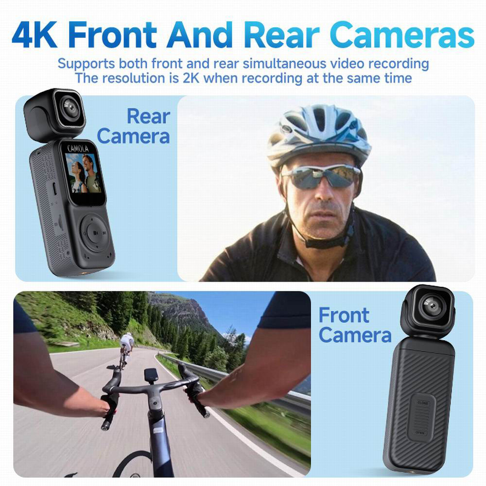 CAMOLA Portable Camera WIFI 4K Ultra HD Flip Lens Wireless Recorder