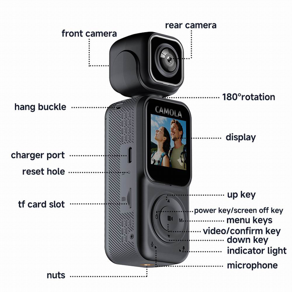 CAMOLA Portable Camera WIFI 4K Ultra HD Flip Lens Wireless Recorder
