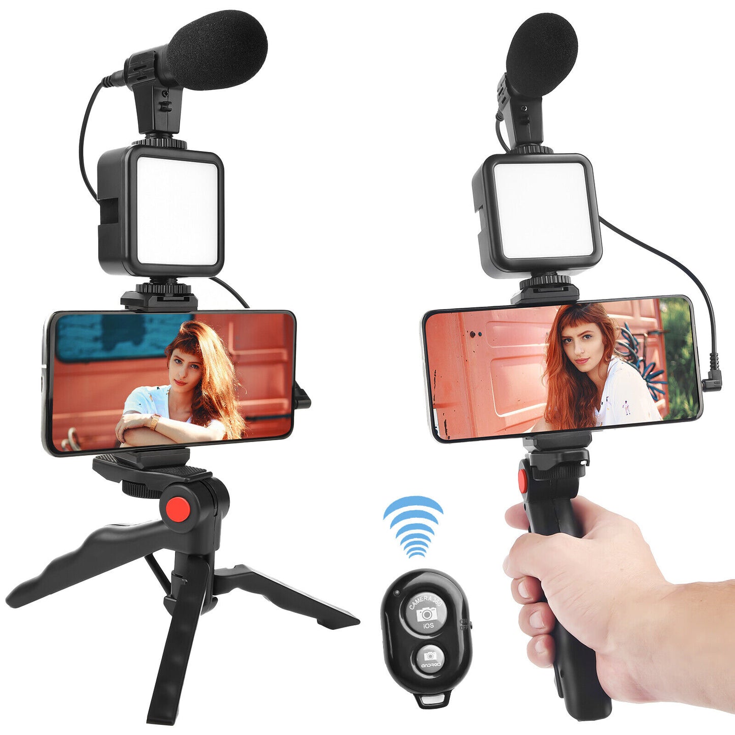 Smartphone Vlogging Set Video Kit With Tripod Microphone LED Light Phone Holder