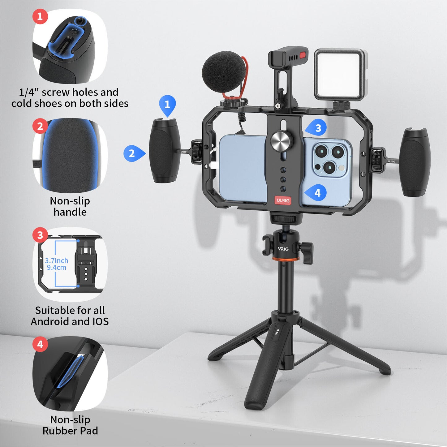 Cell Phone Stabilizer Rig Video Camera Cage Film For Recording Handheld Kit