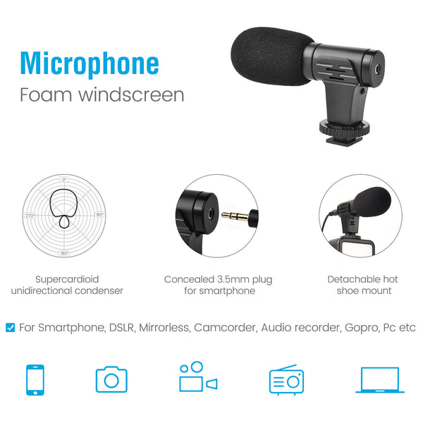 Smartphone Vlogging Set Video Kit With Tripod Microphone LED Light Phone Holder