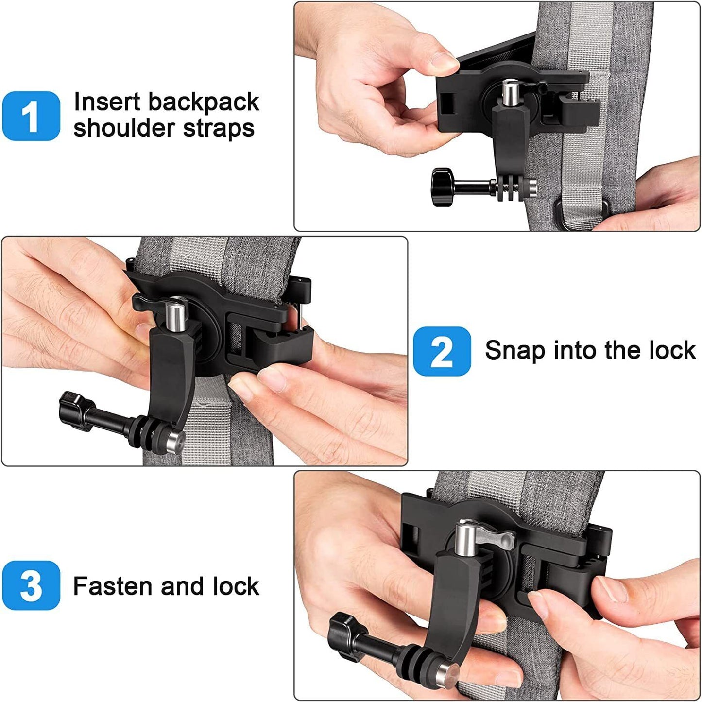 CAMOLA Camera Backpack Stand Mount Camera Clip Adjustable