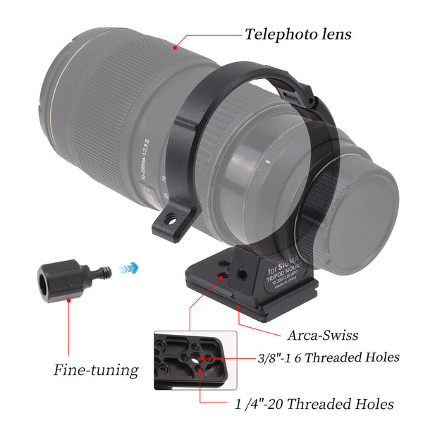 Quick Release Tripod Collar Mount Ring With 1/4