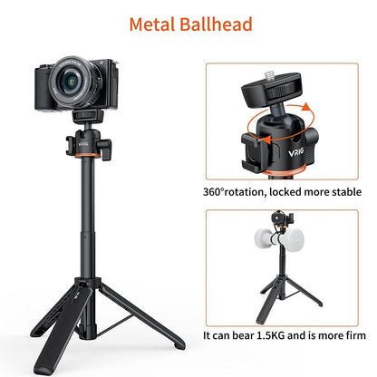 VRIG TP-06 Shooting Four-section Extendable Pan Head Stable Extendable Tripod Phone Camera