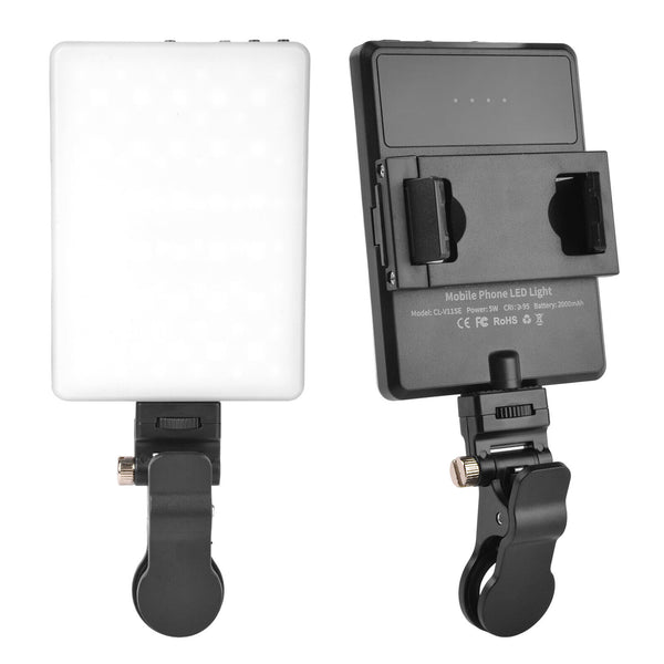 High Power Rechargeble Clip LED Video Light With Phone Holder For Phone Laptop