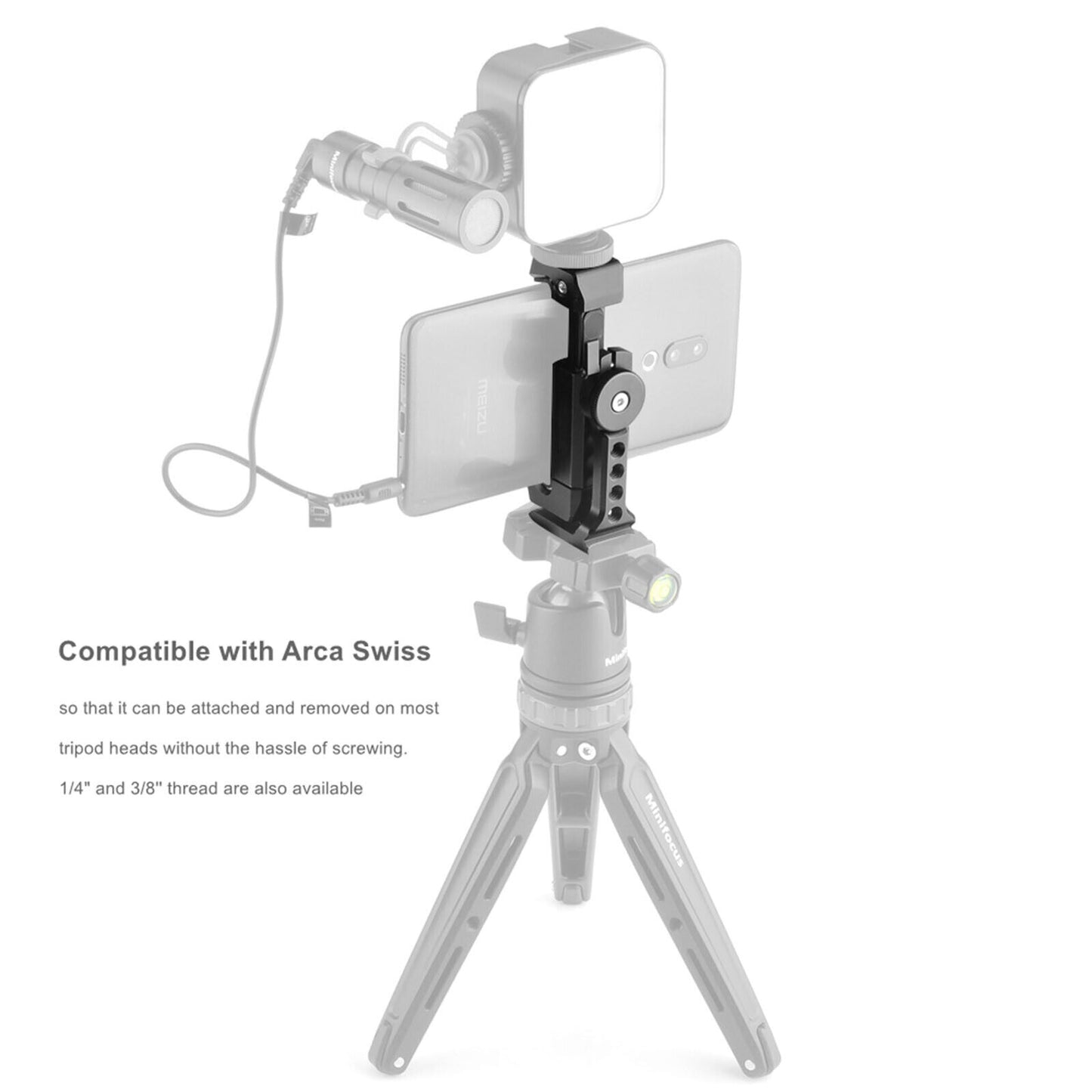 TE201 Smartphone Tripod Mount 360° Rotating Clip Holder