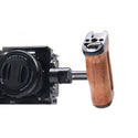 Wooden Handle Grip w/ Cold Shoe Mic LED Adapter for Sony Canon Nikon Camera Cage