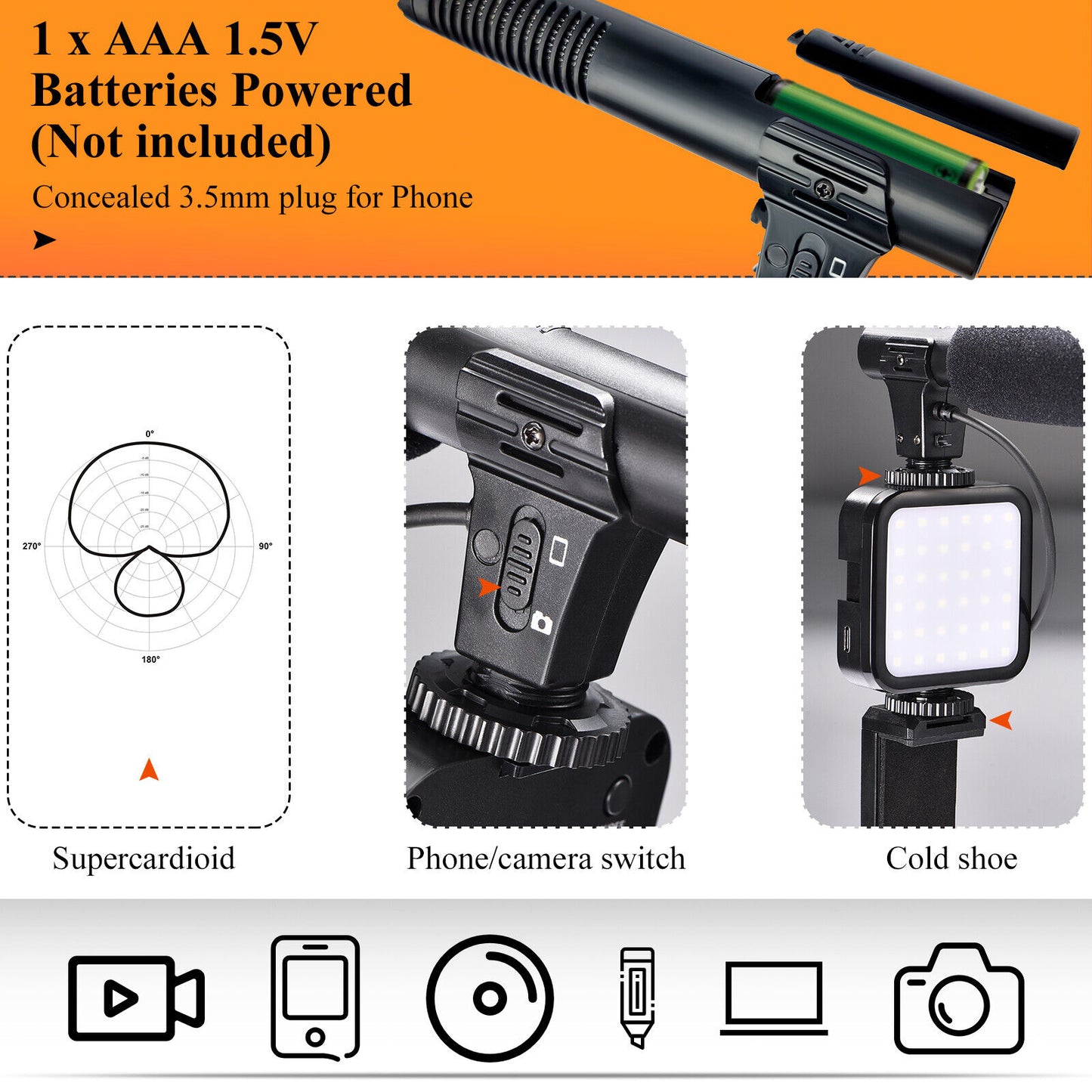 KIT-01S Mobile Phone Vlog Shooting Kit With LED+Microphone+Tripod+Holder