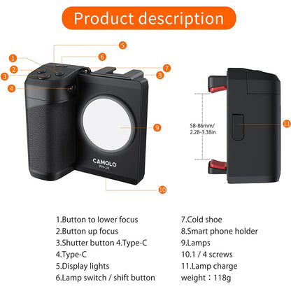 CAMOLO PH-10 Small Beauty Fill Light Bluetooth Photo Assistant