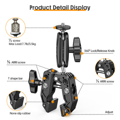 SC017 Power Clamp Ball Head Universal Arm Camera Mounts Clamps