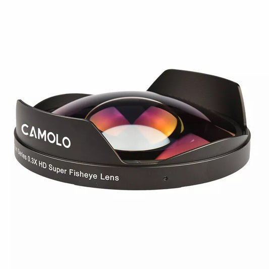 CAMOLO 0.3X Ultra Wide Angle Fisheye Lens Camcorder Recording Lens 52/58/62/67/72MM