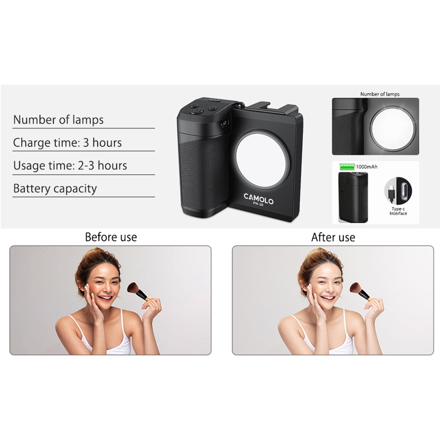 CAMOLO PH-10 Small Beauty Fill Light Bluetooth Photo Assistant