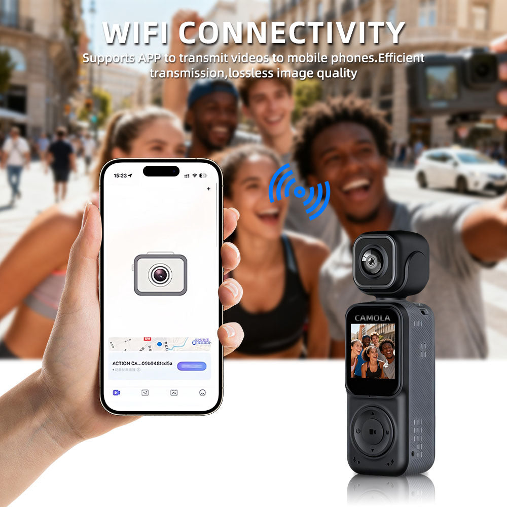 CAMOLA Portable Camera WIFI 4K Ultra HD Flip Lens Wireless Recorder