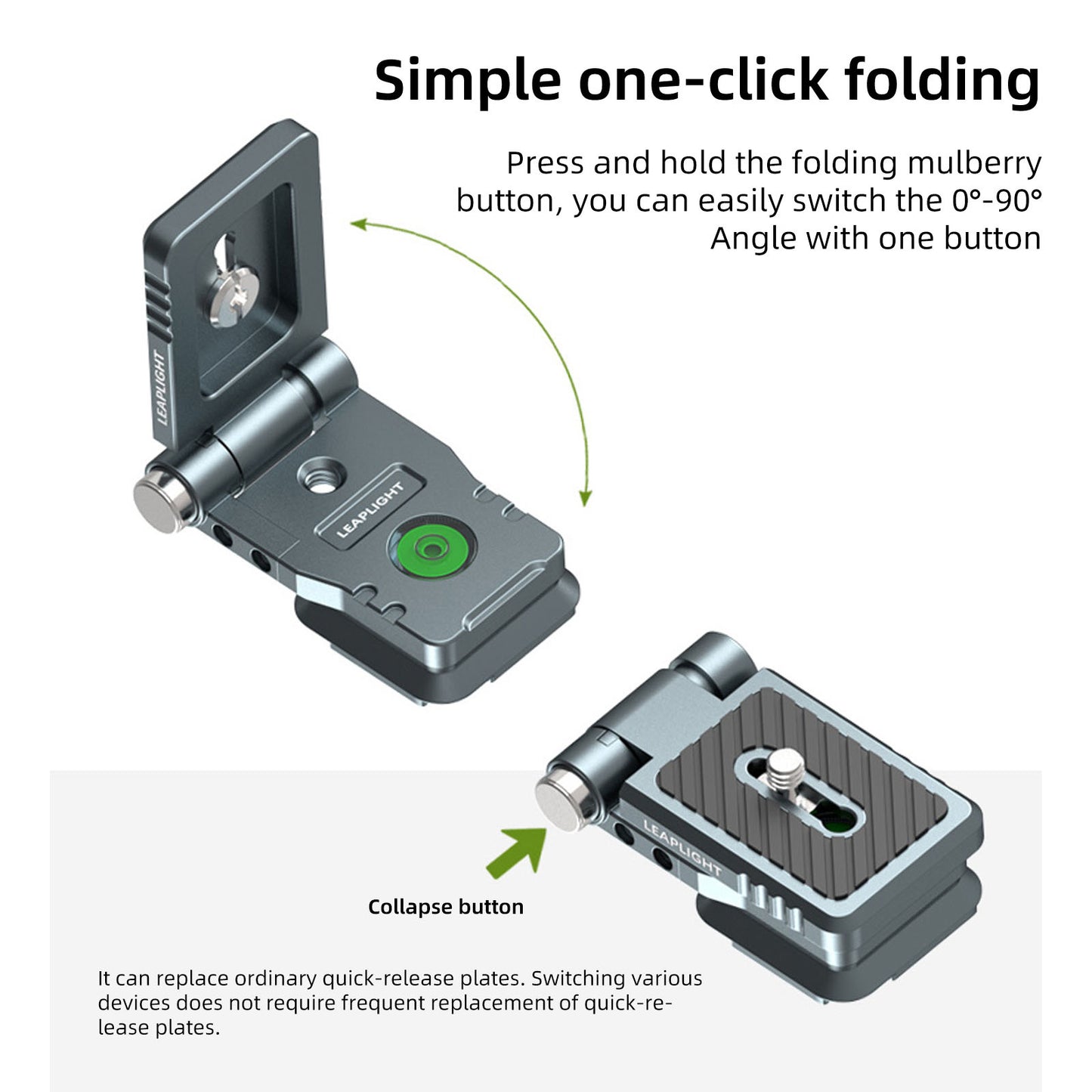 Camera L Bracket Plate Foldable Compact Portable with Arca Dovetail Compatible DJI Stabilizers