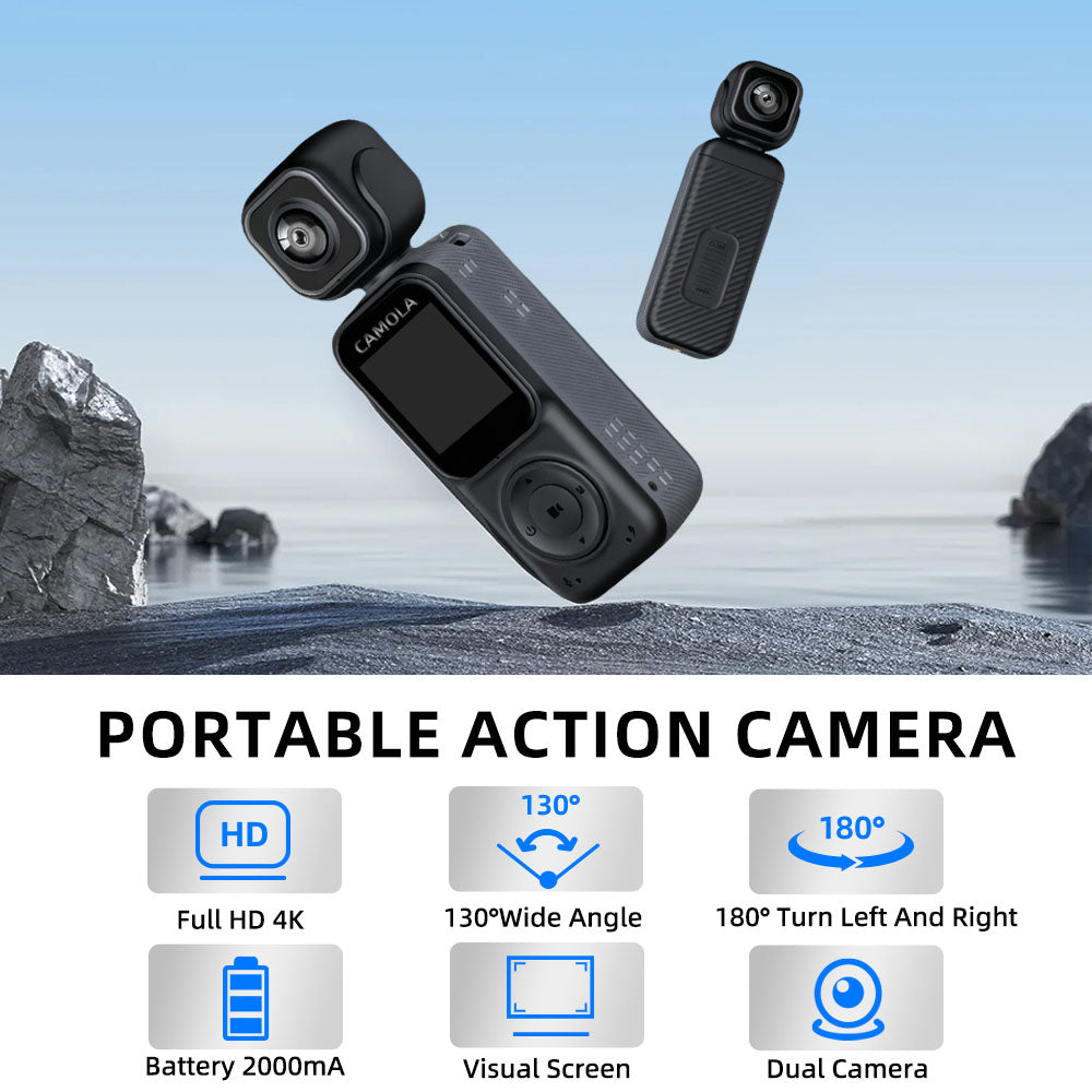 CAMOLA Portable Camera WIFI 4K Ultra HD Flip Lens Wireless Recorder