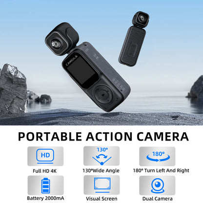 CAMOLA Portable Camera WIFI 4K Ultra HD Flip Lens Wireless Recorder