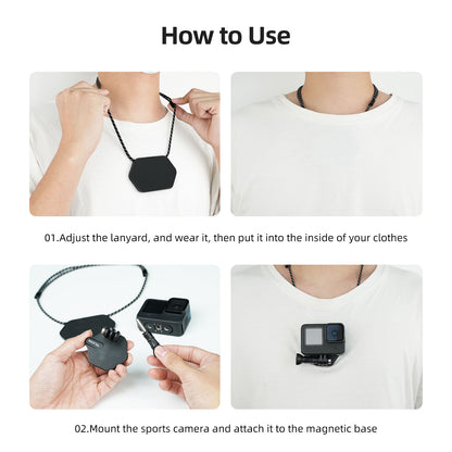 TE-MMK-002 TELESIN Magnetic Chest Mount with Neck Strap Selfie Stick