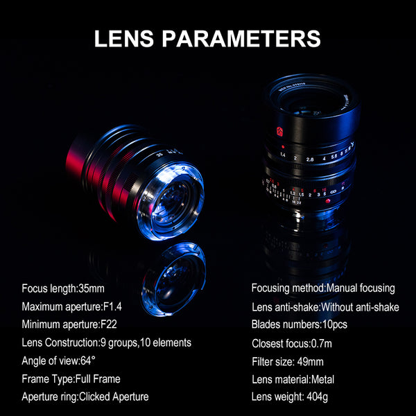 7Artisans M35mm F1.4 Full-frame Wide Lens for Leica M-mount Camera